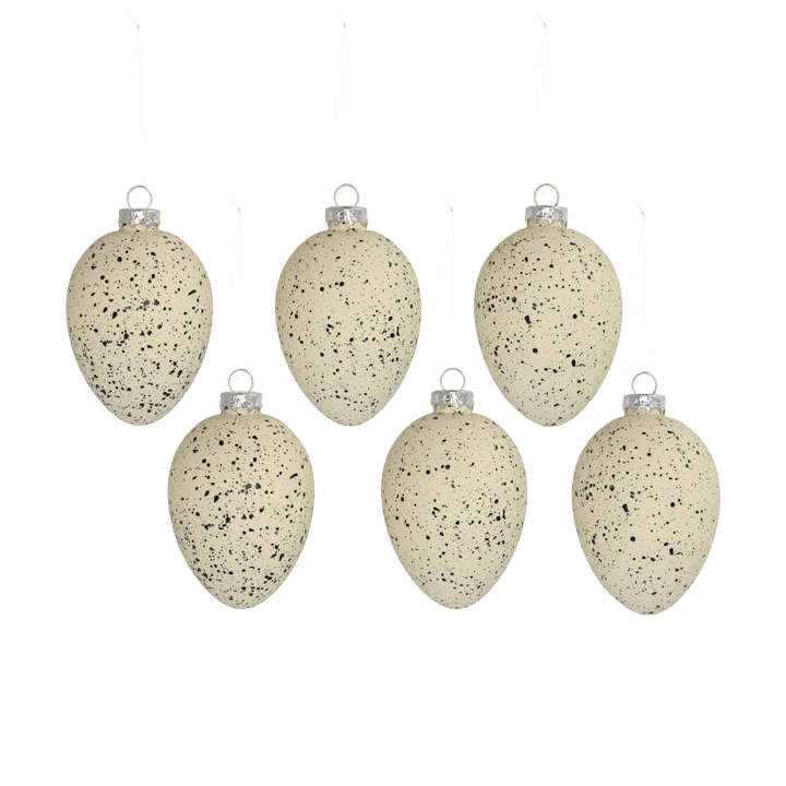 Brooding påskägg glas 8 cm 6-pack - Beige - Scandi Living