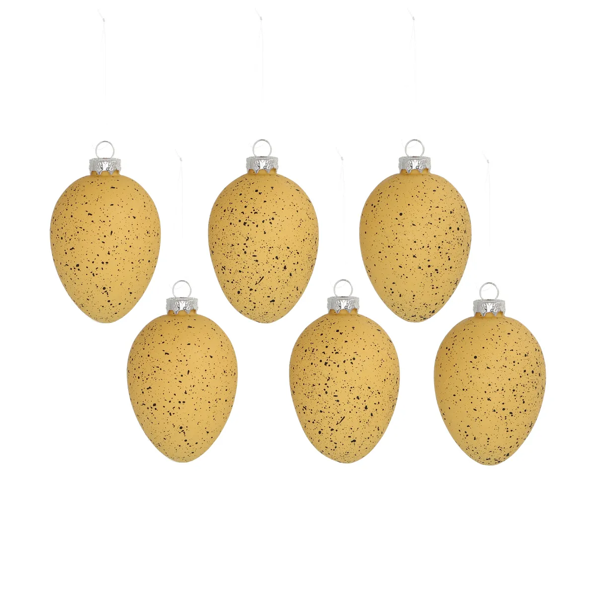 Scandi Living Brooding påskägg glas 8 cm 6-pack Gul