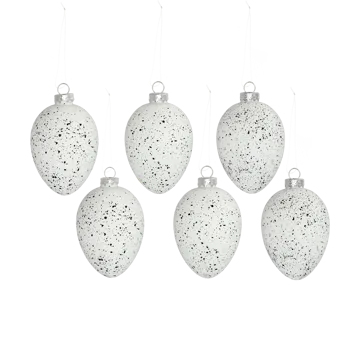 Brooding påskägg glas 8 cm 6-pack - Vit - Scandi Living
