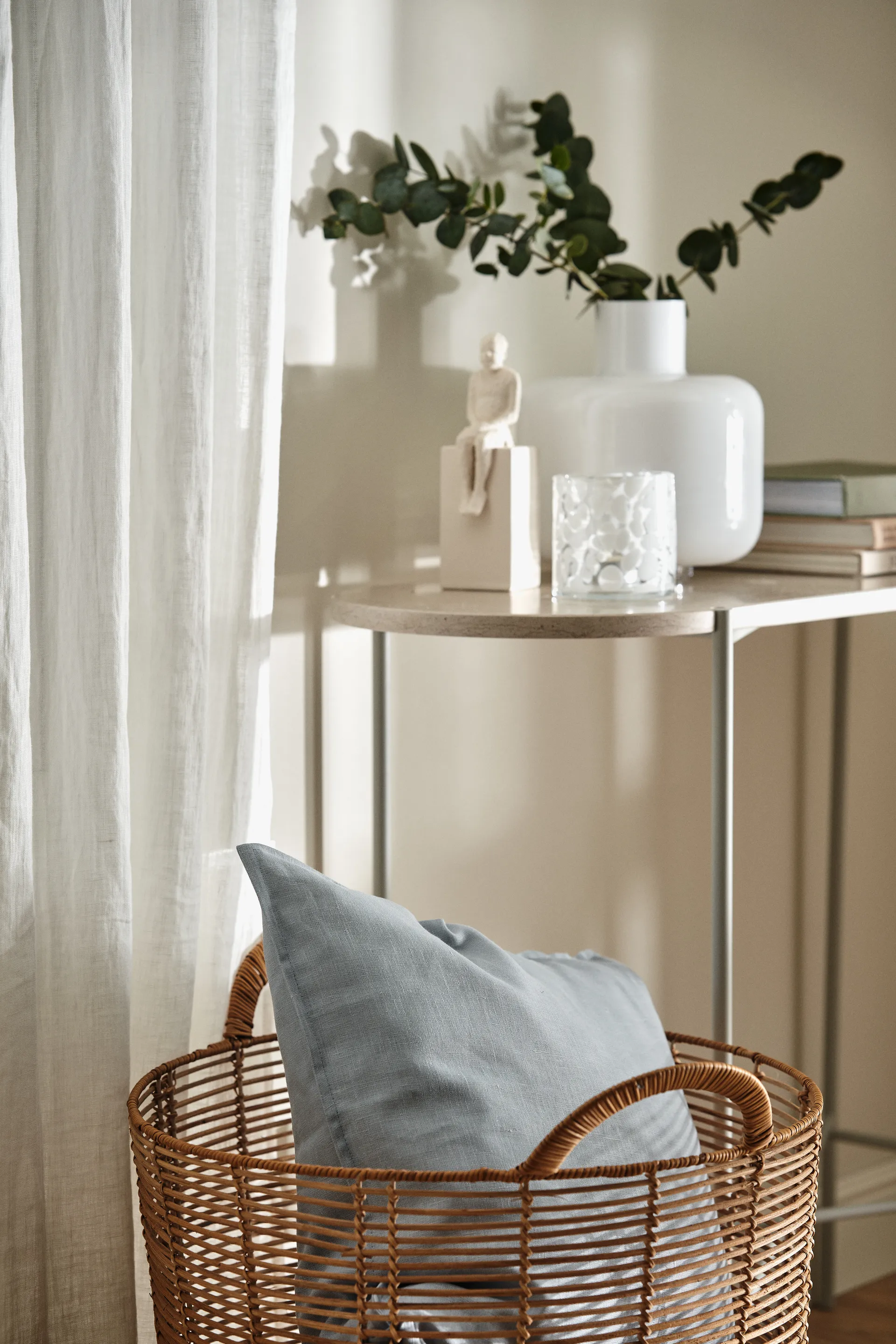 Calm kuddfodral linne 50x50 cm, Sky Blue Scandi Living