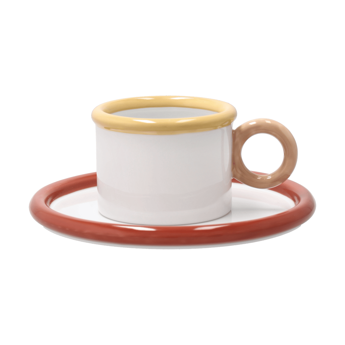 Scandi Living Chunky kopp med fat Röd-gul | Skandinavisk Design | Kaffekoppar | Röd