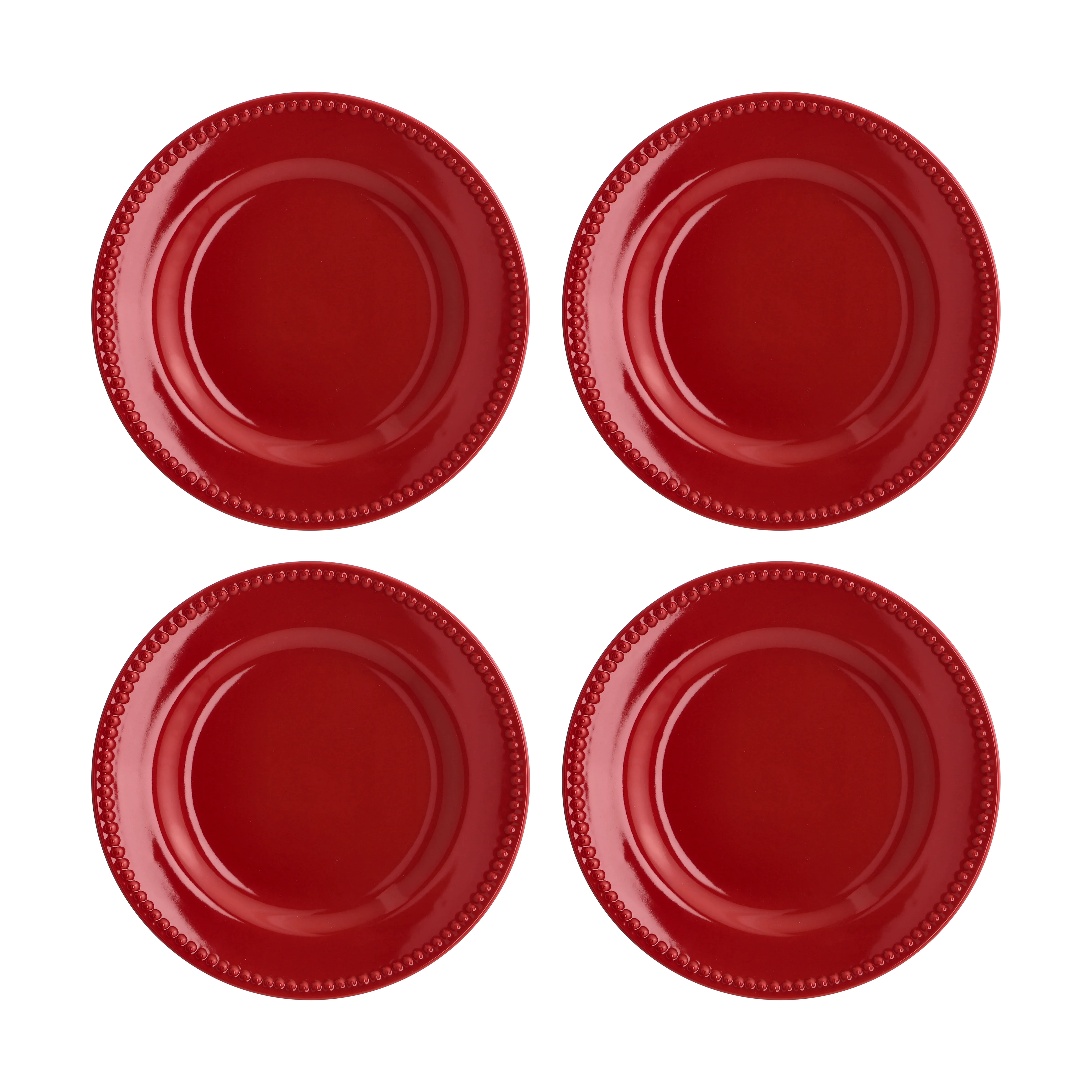 Dots assiett 22 cm 4-pack, Röd