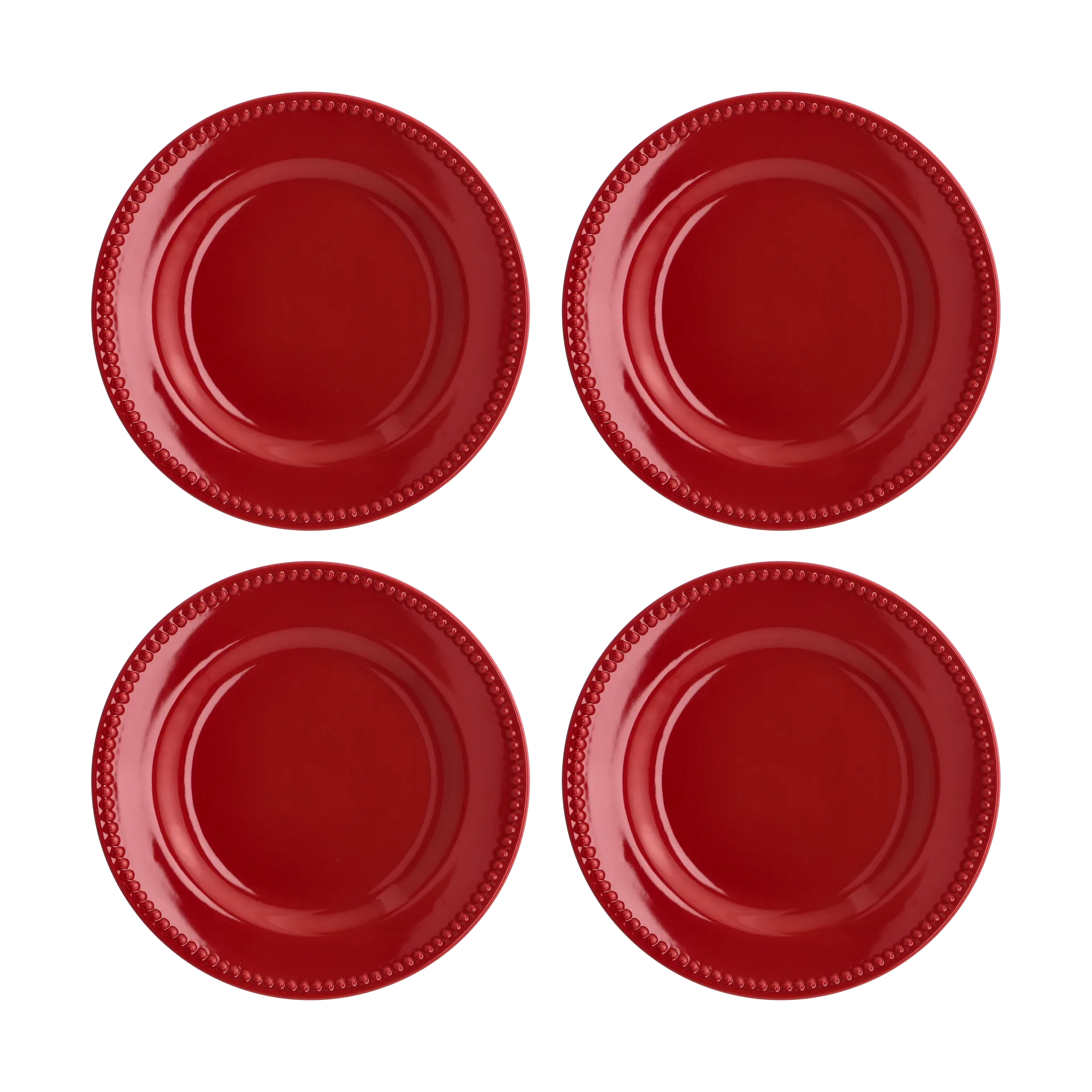 Dots assiett 22 cm 4-pack, Röd Scandi Living