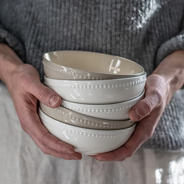 Dots frukostskål 60 cl 4-pack, Cremevit Scandi Living