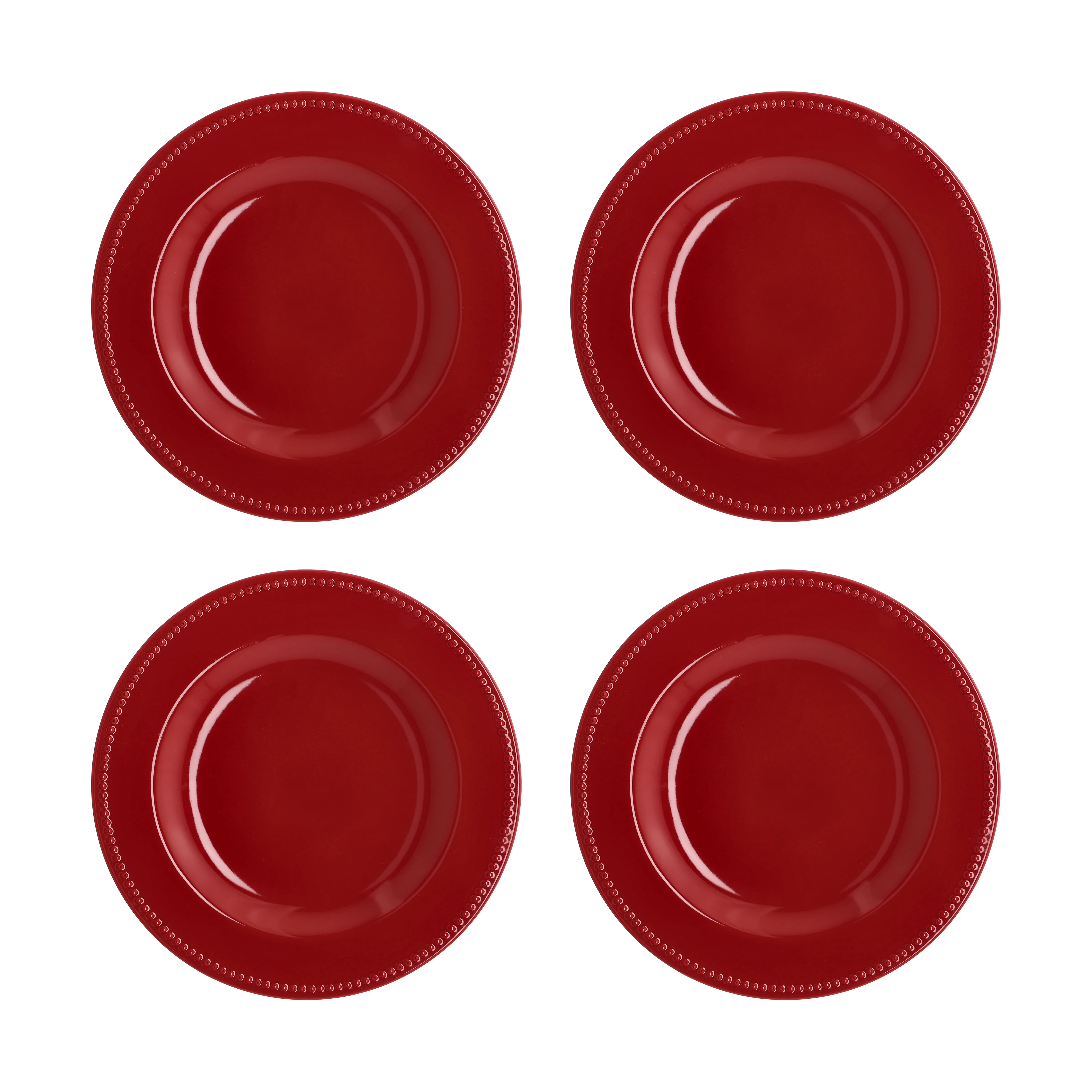 Dots tallrik 28 cm 4-pack, Röd