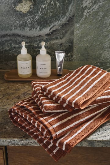 Drift handduk 30x50 cm - Brun-vit - Scandi Living