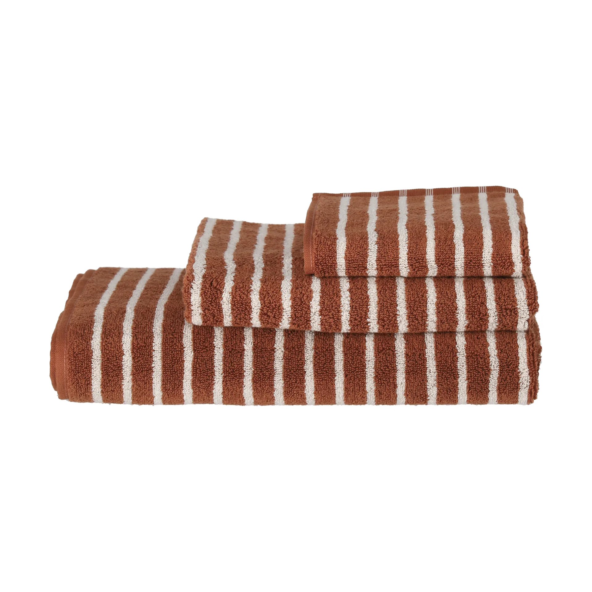 Drift handduk 50x70 cm, Brun-vit Scandi Living