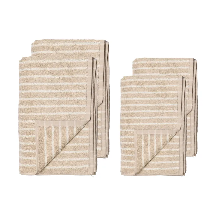 Drift handduksset 4 delar - Beige-vit - undefined - Scandi Living