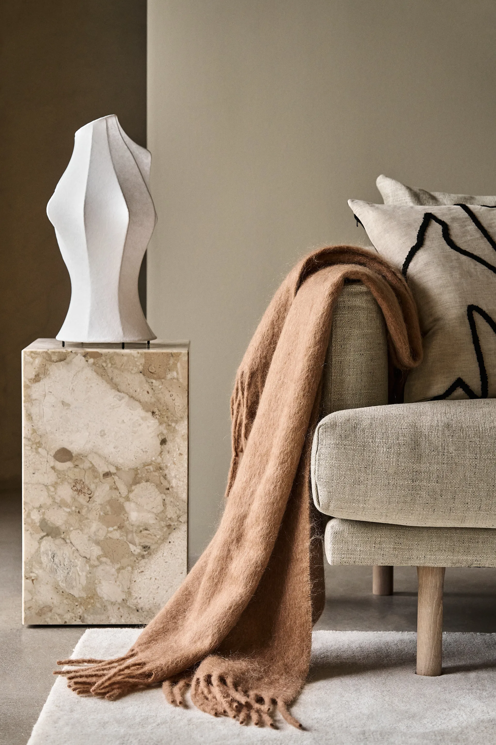 Dune mohair pläd  130x170 cm, Wheat Scandi Living