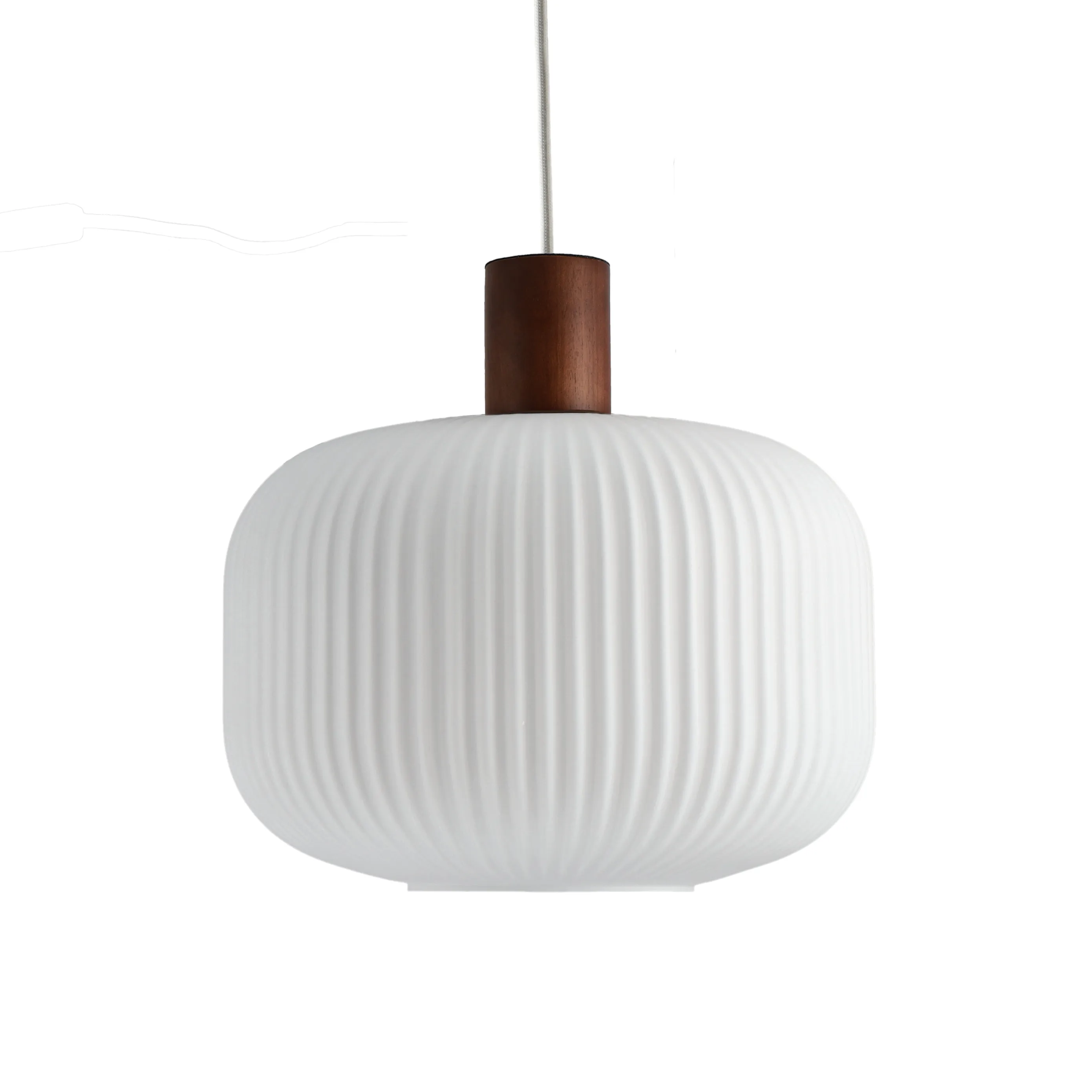 Fair taklampa Ø30 cm, Frostat glas-mörkbetsad ask