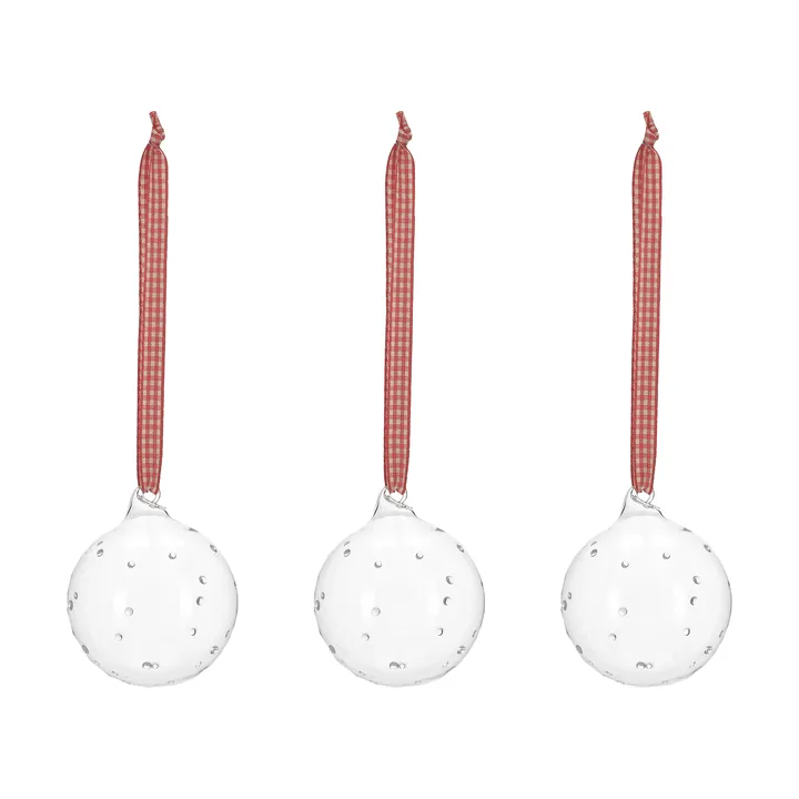 Grace julgranskula med rosett 3-pack - Röd - Scandi Living