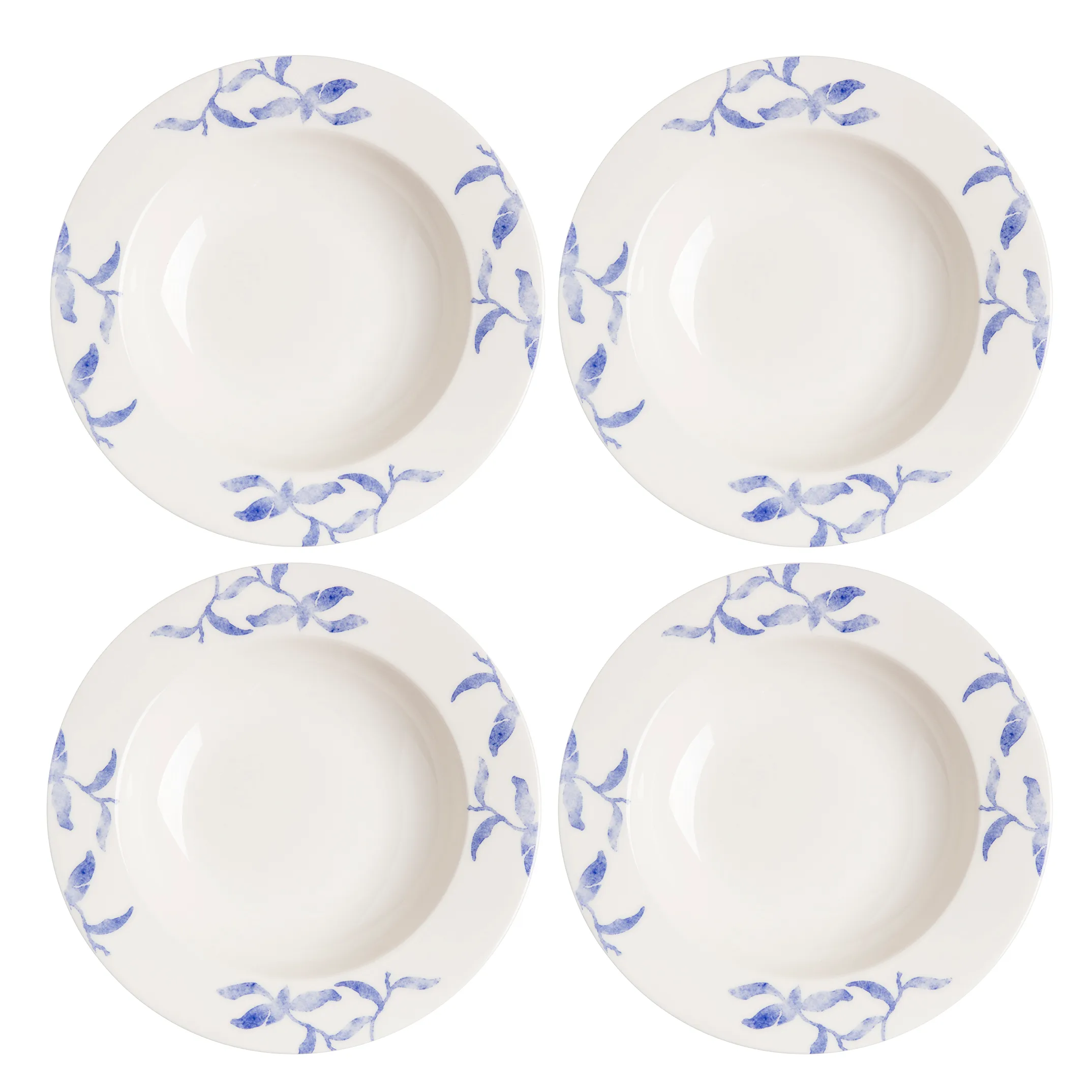 Havspil djup tallrik 23 cm 4-pack, blå-vit
