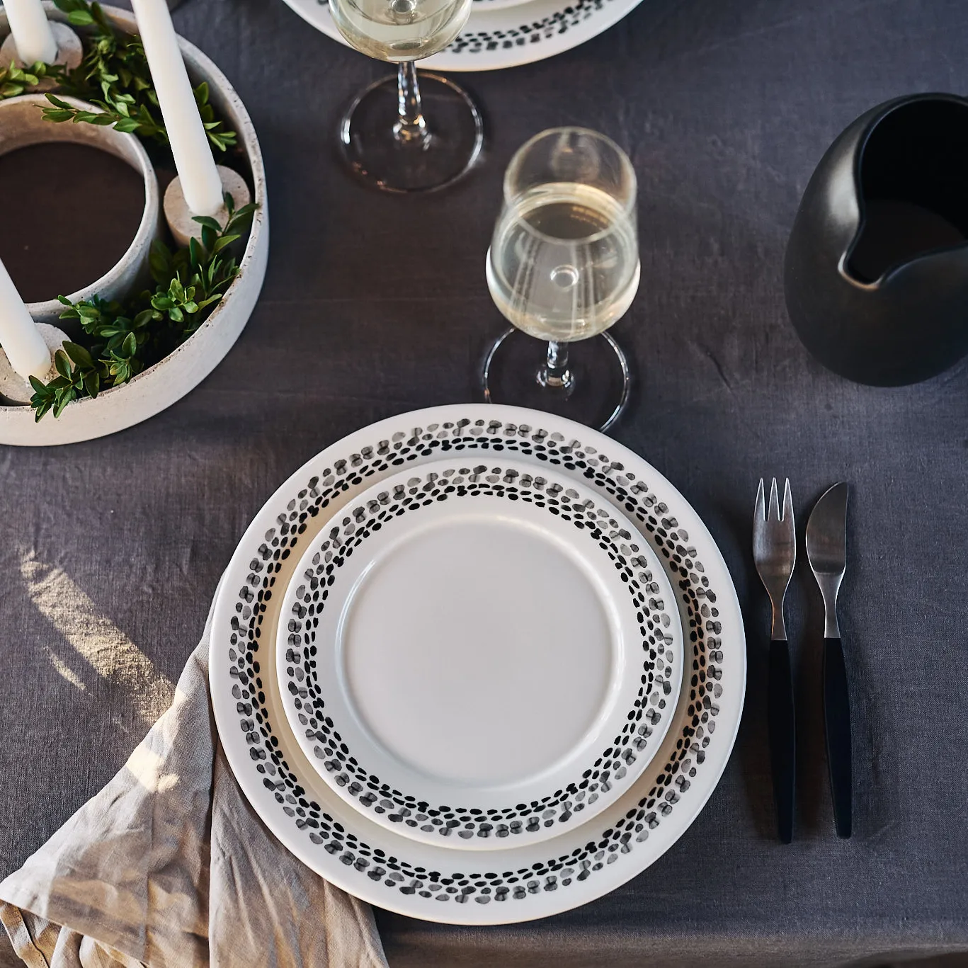 Klappersten assiett 21 cm 4-pack, svart-vit Scandi Living