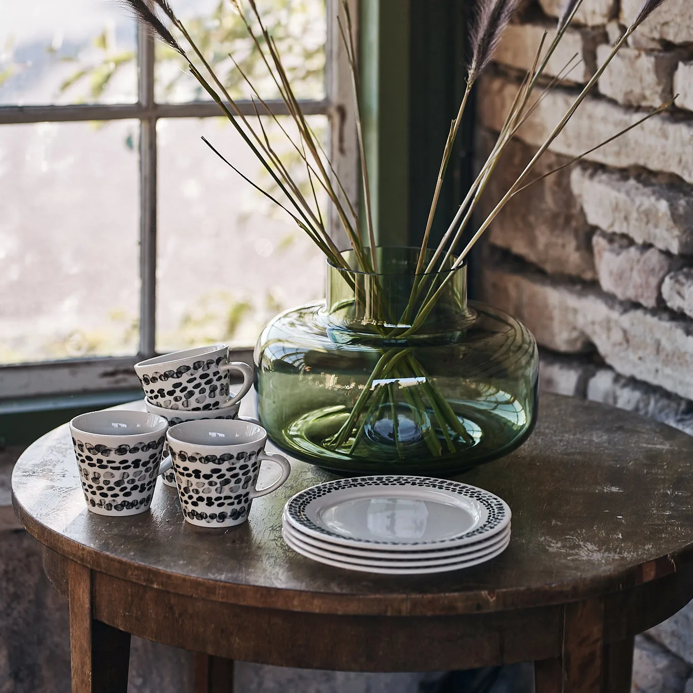 Klappersten assiett 21 cm 4-pack, svart-vit Scandi Living