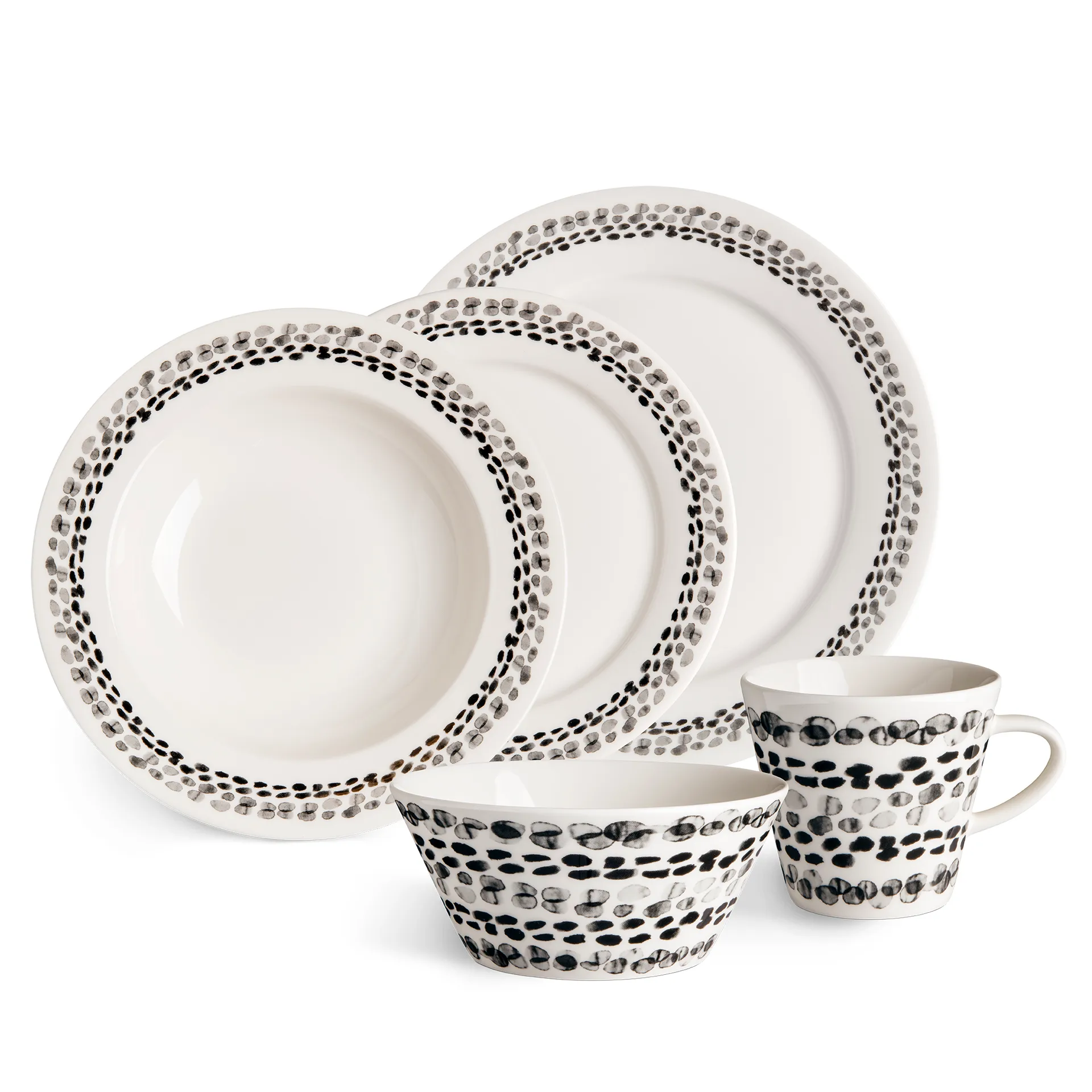 Klappersten assiett 21 cm 4-pack, svart-vit Scandi Living