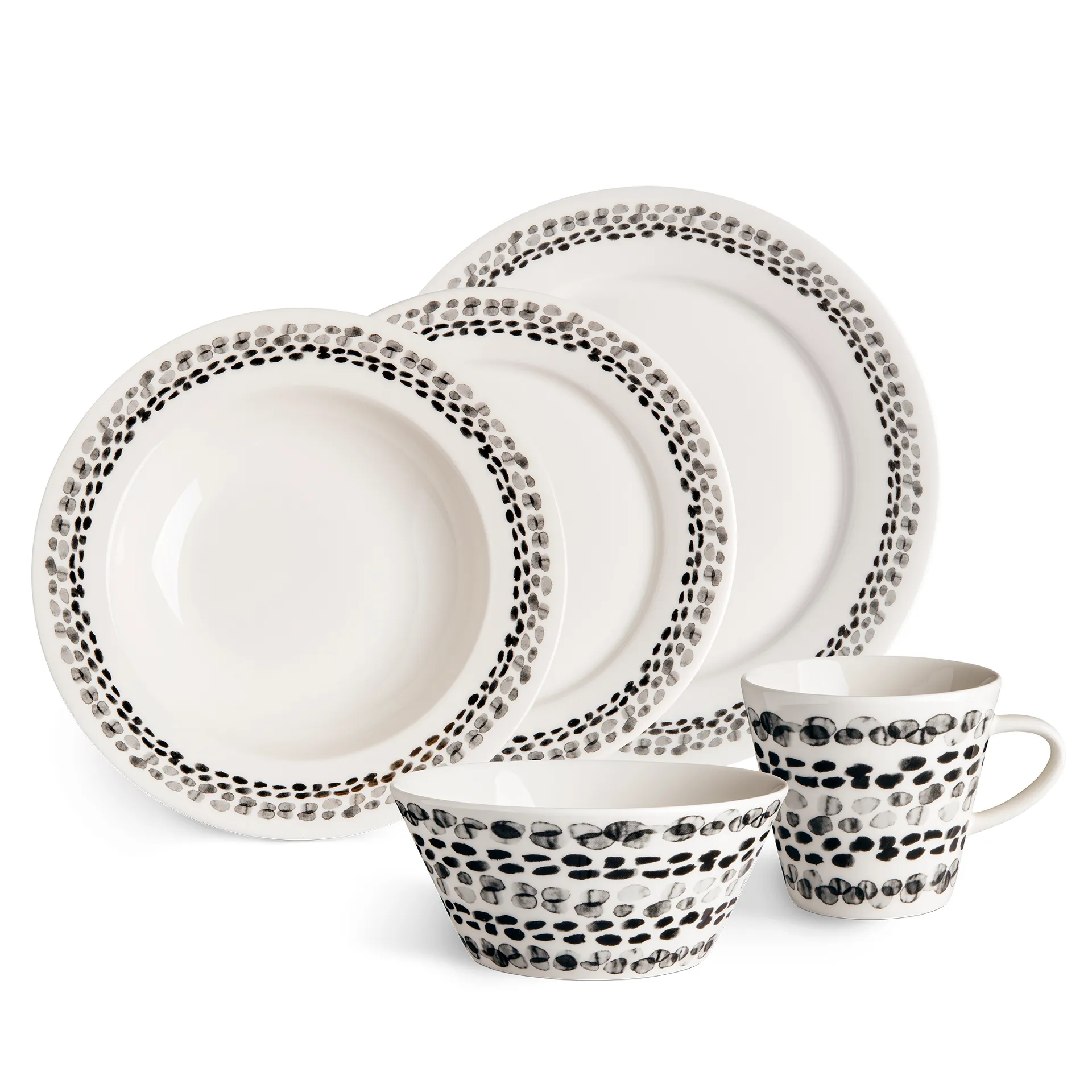 Klappersten tallrik 28 cm 4-pack, svart-vit Scandi Living
