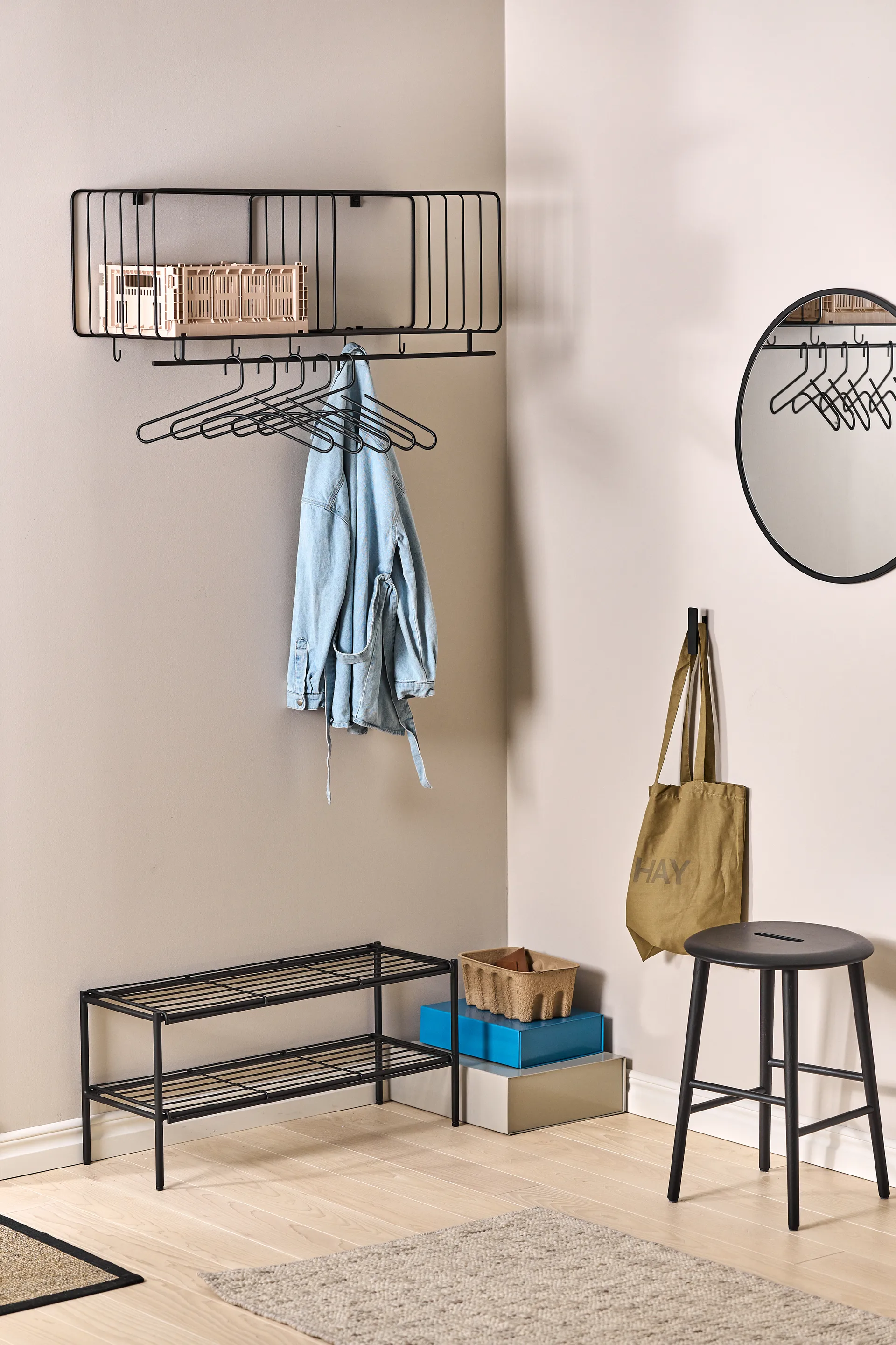 Nod hatthylla 90 cm, Black Scandi Living