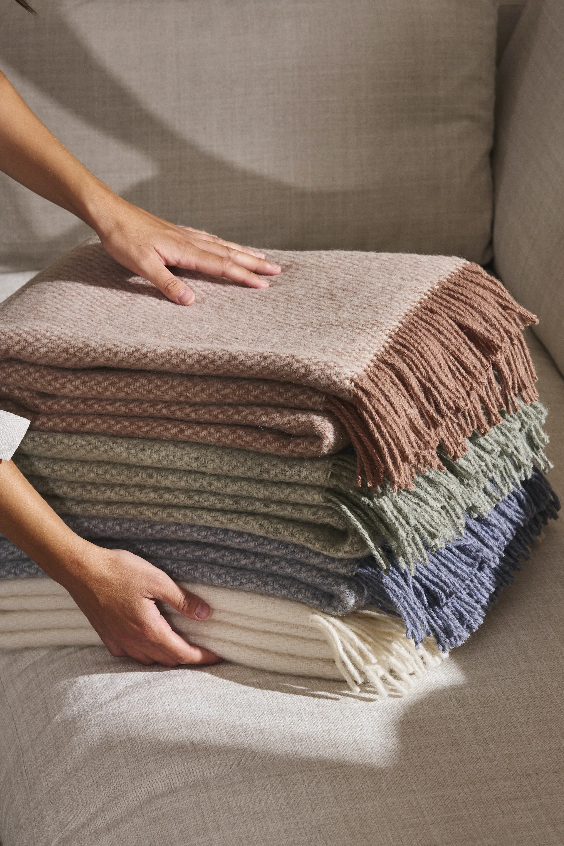 Sandstone ullpläd 130x180 cm, Sage Melange Scandi Living