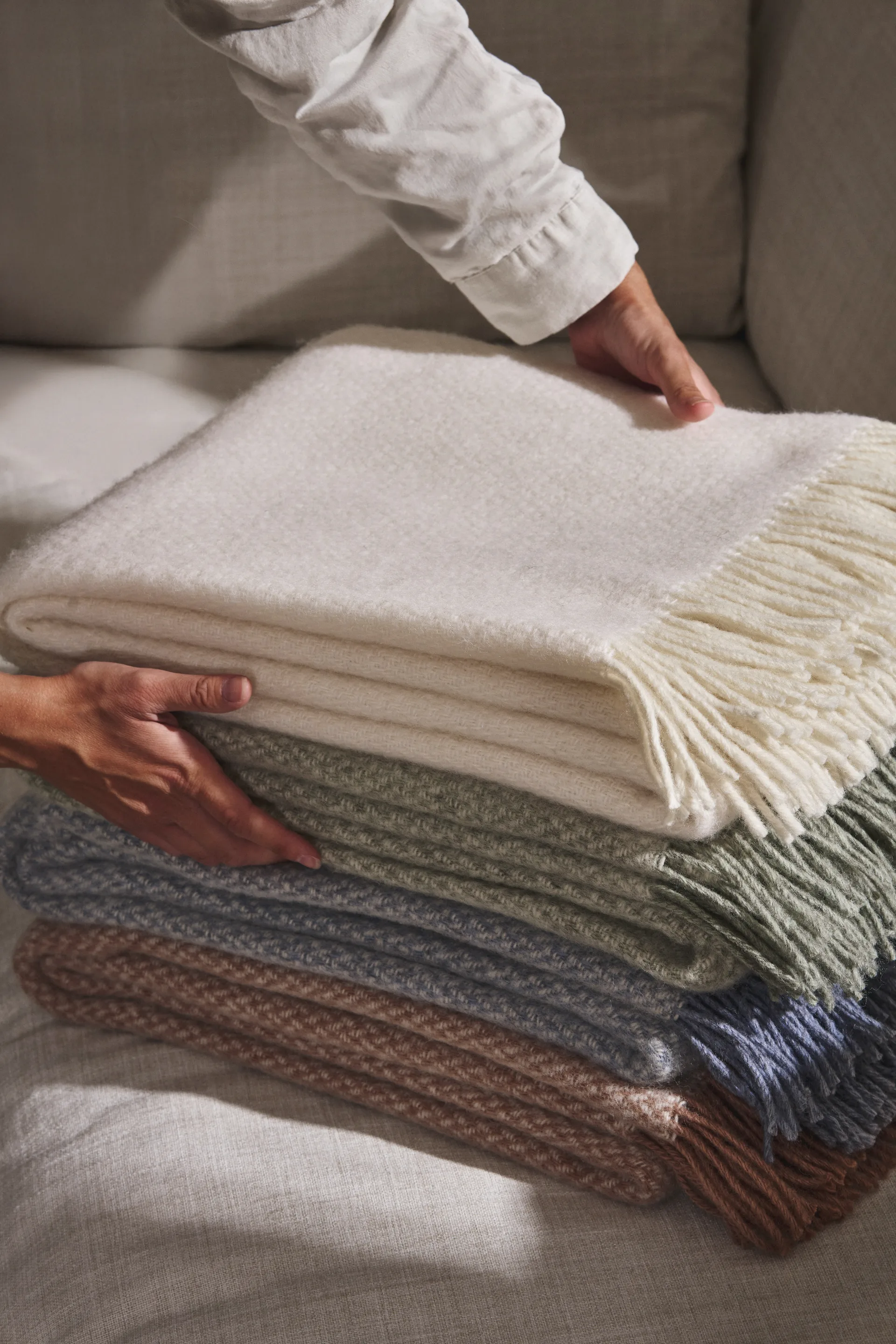 Sandstone ullpläd 130x180 cm, Sage Melange Scandi Living