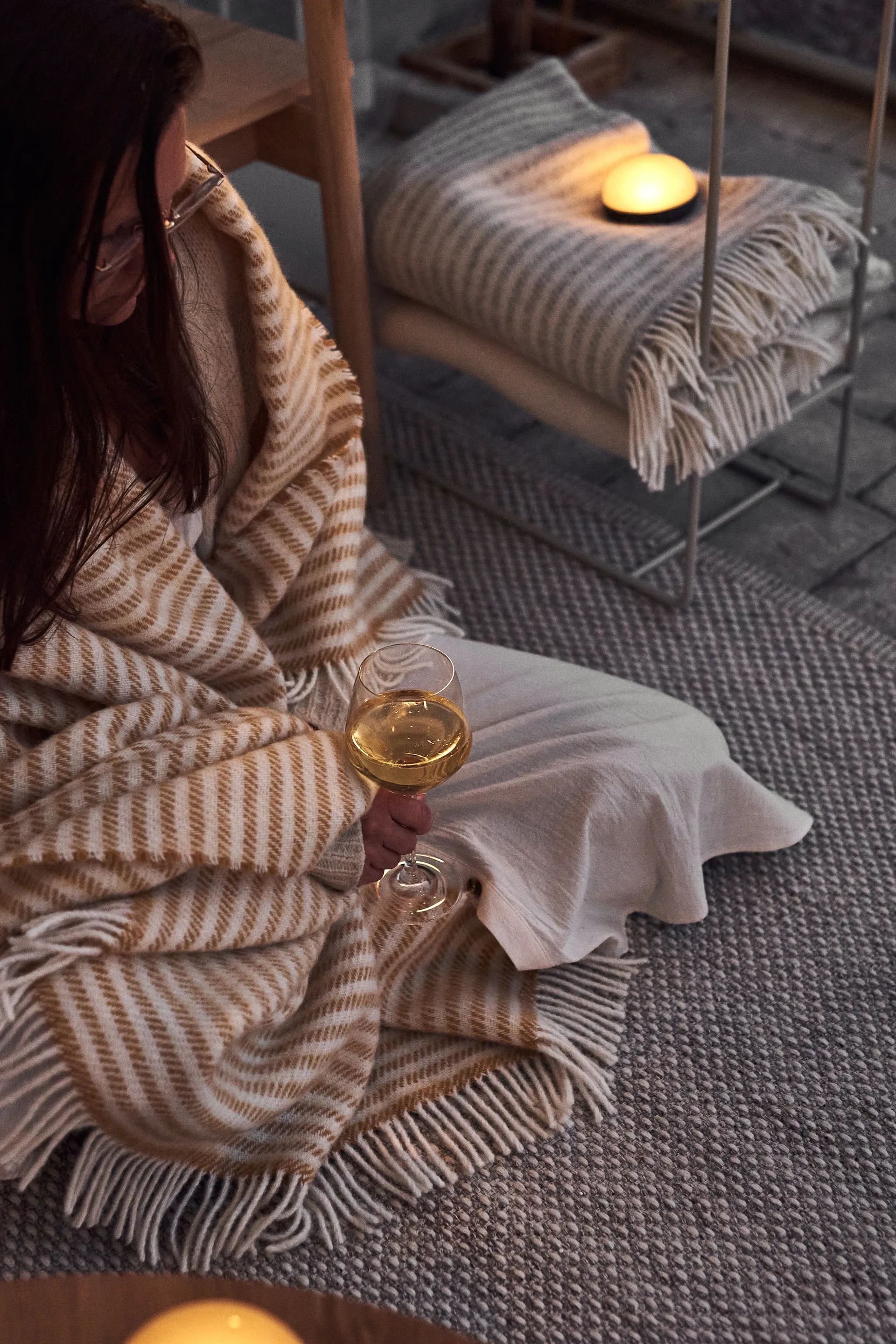 Tidal ullpläd 130x180 cm, Mustard Scandi Living