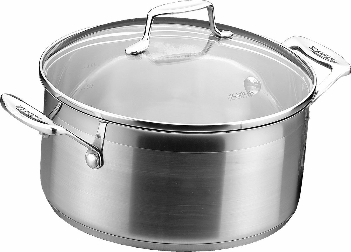 Scanpan Impact gryta med lock 2,5 L Rostfritt stål | Skandinavisk Design | Grytor | Silverfärgad