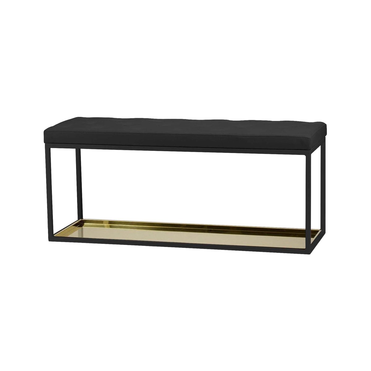 Scherlin bänk 11 Svart-svart läder-mässingsplåt | Skandinavisk Design | Skohyllor | Svart