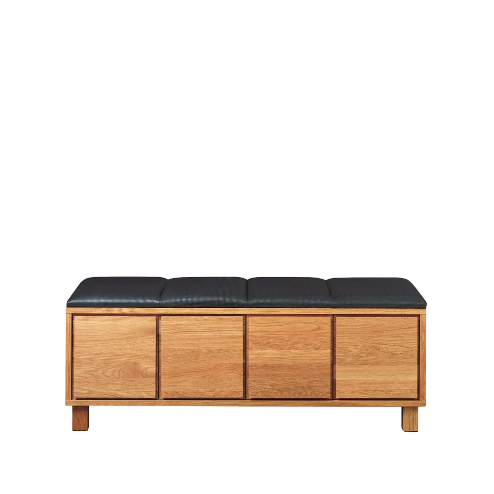 Scherlin Scherlin bänk 6 läder svart, oljad ekstomme