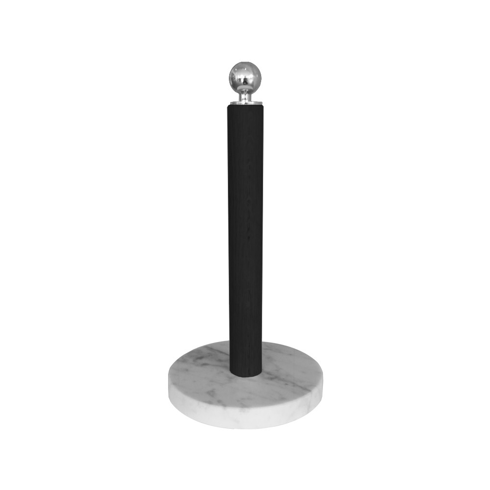 Scherlin hushållsrullehållare Svart, silverknopp | Skandinavisk Design | Hushållspappershållare | Svart