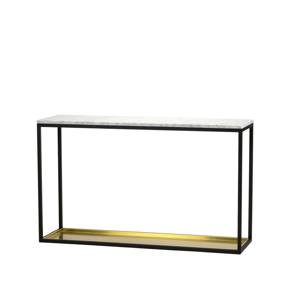 Scherlin konsolbord 11 marmor vit, svartlackat stativ
