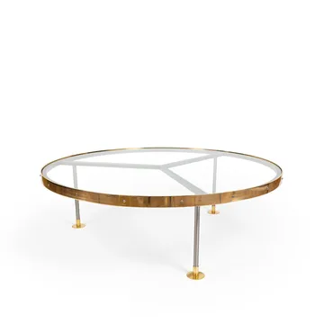 Scherlin soffbord 14 - glas, lackat stålstativ, mässingplåt - Scherlin