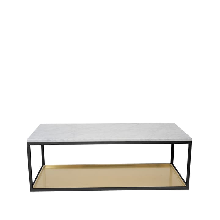 Soffbord 11 - marmor vit, svartlackat stativ, mässingsplåt - Scherlin