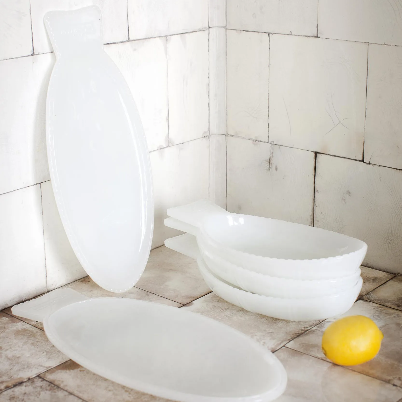 Fish & Fish serveringsfat 14x26 cm, Milky white Serax