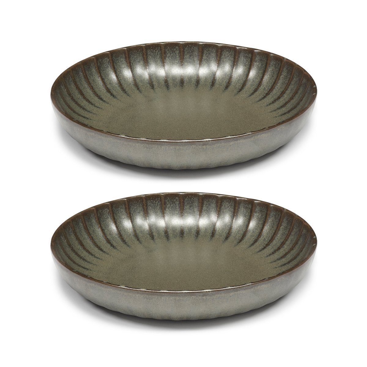 Serax Inku high tallrik L 23 cm 2-pack Green | Skandinavisk Design | Djupa tallrikar | Grön