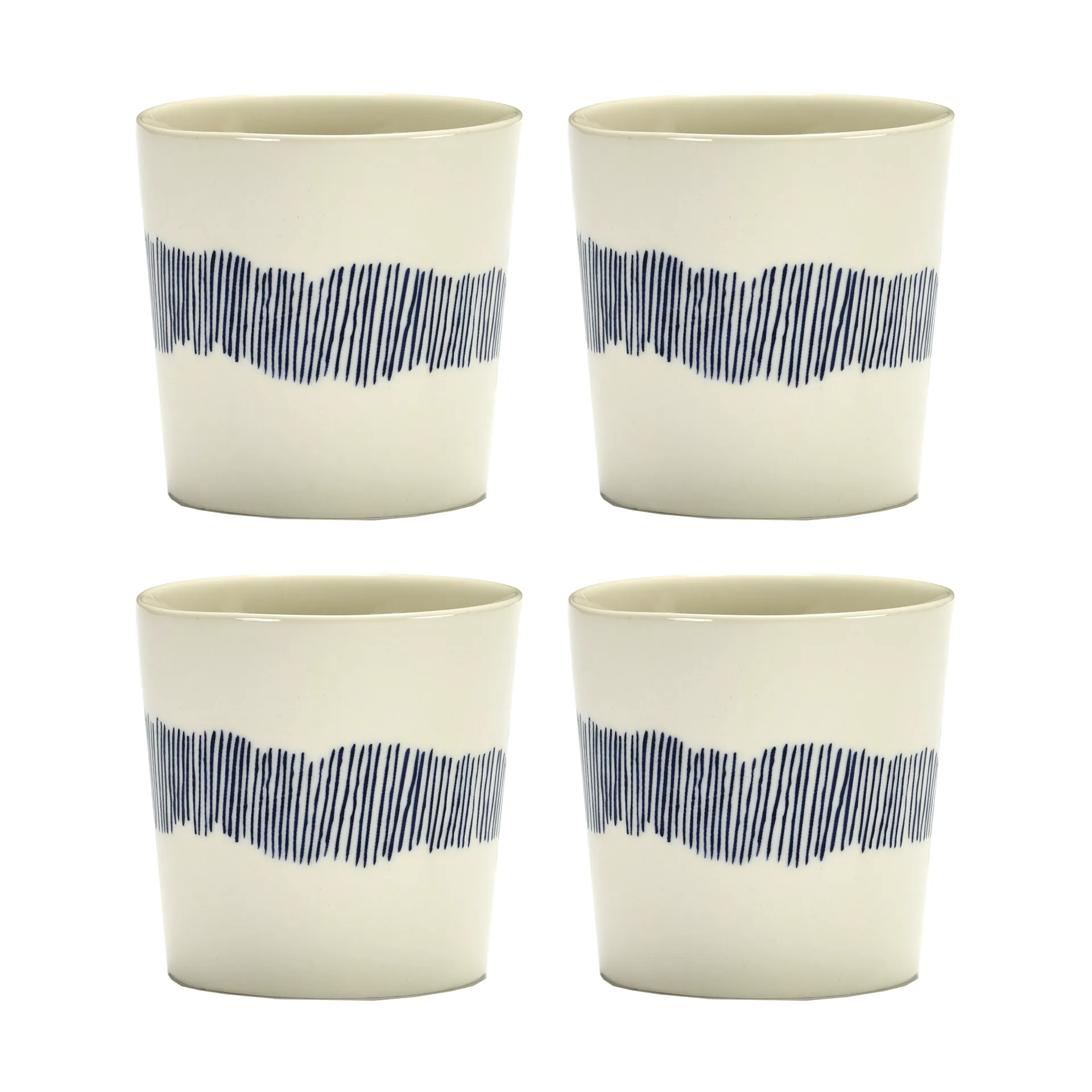 Ottolenghi Feast kaffekopp 25 cl 4-pack, White stripes-blue Serax