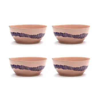 Ottolenghi Feast skål S Ø15 cm 4-pack - Pink stripes blue - Serax