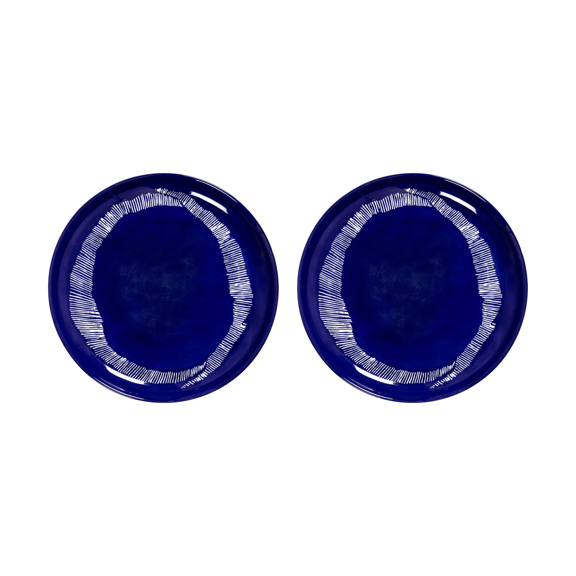 Ottolenghi Feast tallrik M Ø22,5 cm 2-pack, Dark blue stripes-white Serax