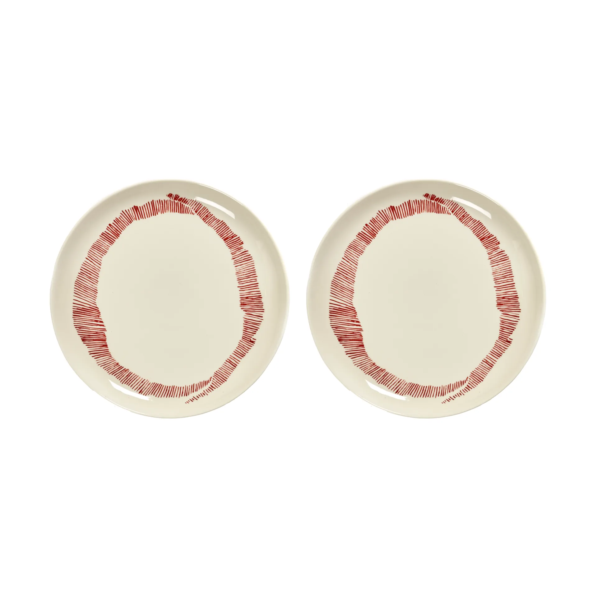 Ottolenghi Feast tallrik M Ø22,5 cm 2-pack, White stripes-red Serax