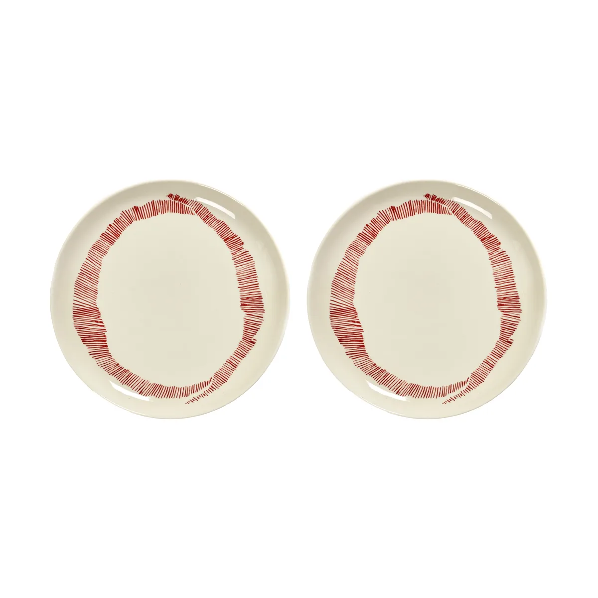 Serax Ottolenghi Feast tallrik M Ø22,5 cm 2-pack White stripes-red
