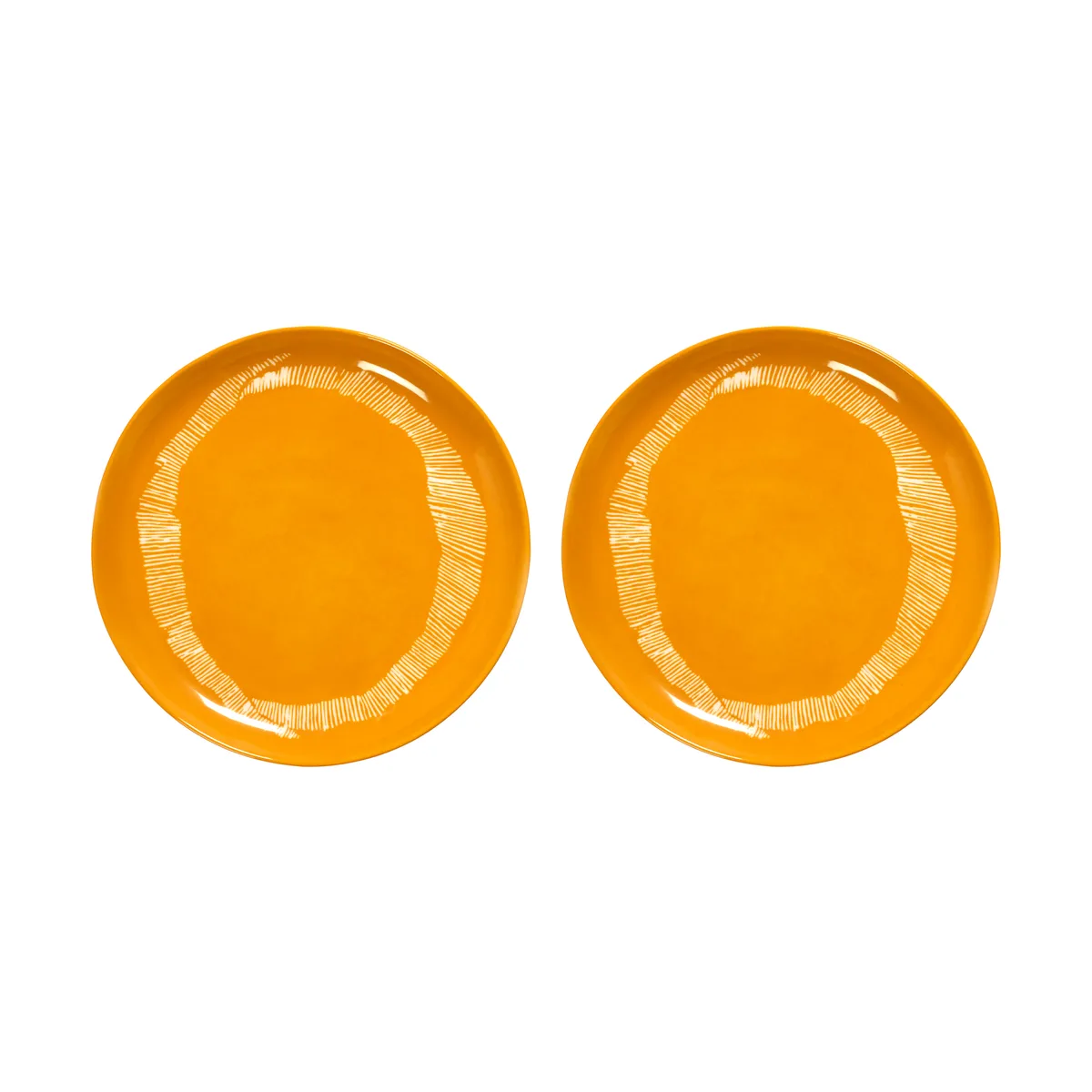 Serax Ottolenghi Feast tallrik M Ø22,5 cm 2-pack Yellow stripes-white