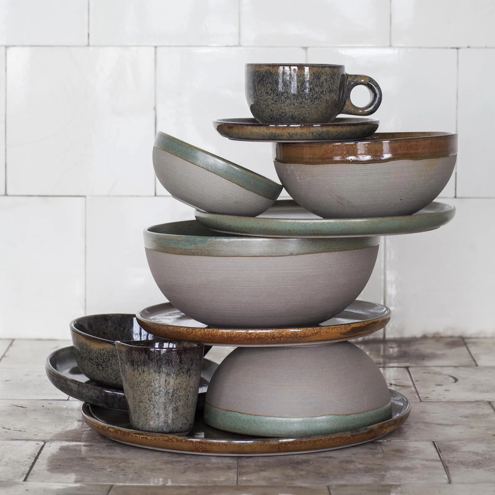 Surface frukostskål 11 cm, Grey-camogreen Serax