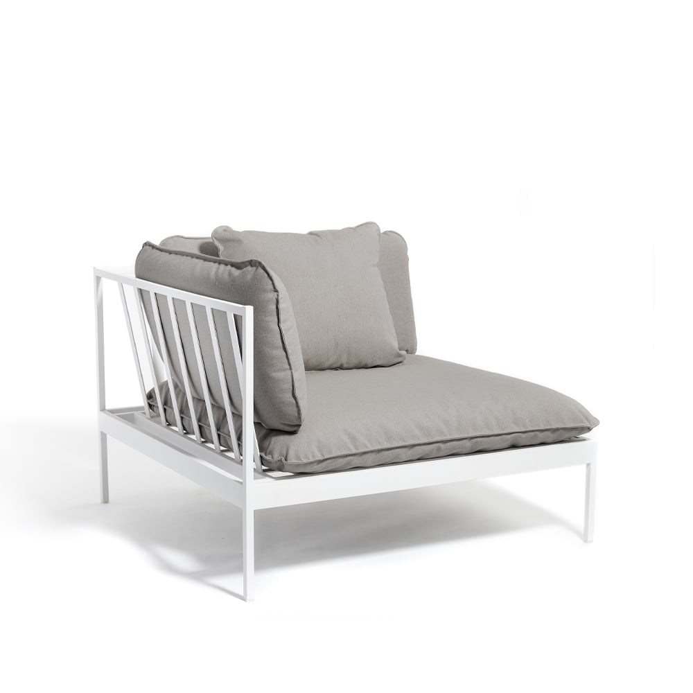 Skargaarden Bönan modulsoffa Fiord 551 beige, hörndel, ljusgrå aluminium ram
