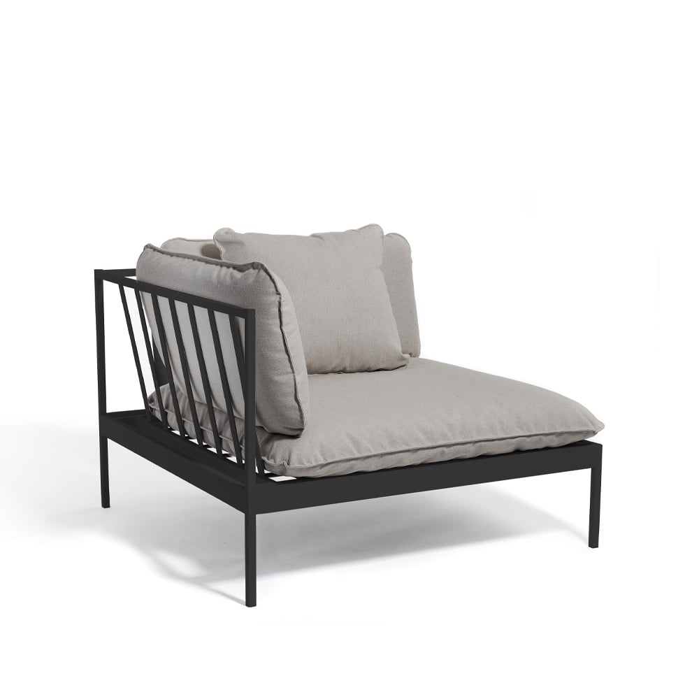 Skargaarden Bönan modulsoffa Fiord 551 beige, hörndel, mörkgrå aluminium ram