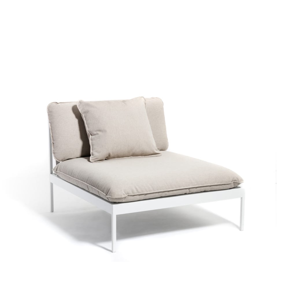 Skargaarden Bönan modulsoffa Sunbrella Ashe light grey, 1-sits, ljusgrå aluminium ram
