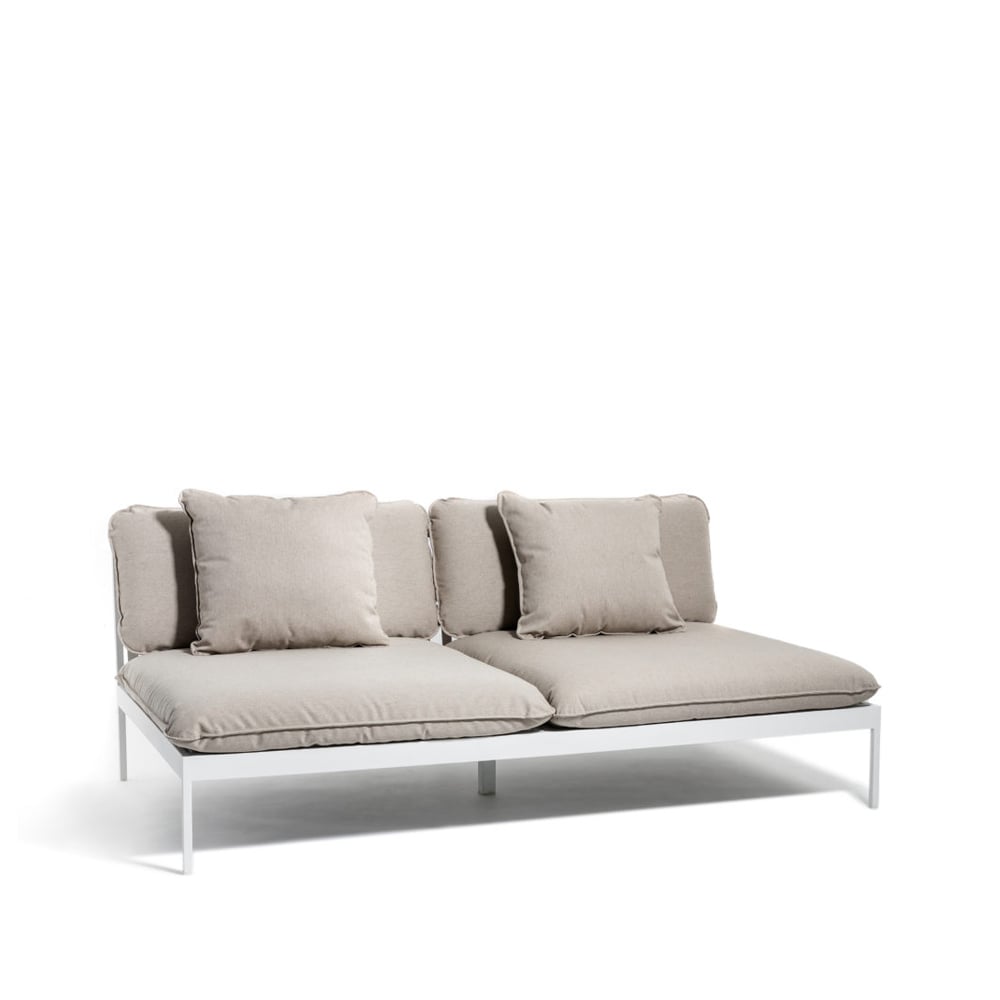 Skargaarden Bönan modulsoffa Sunbrella Ashe light grey, 2-sits, ljusgrå aluminium ram