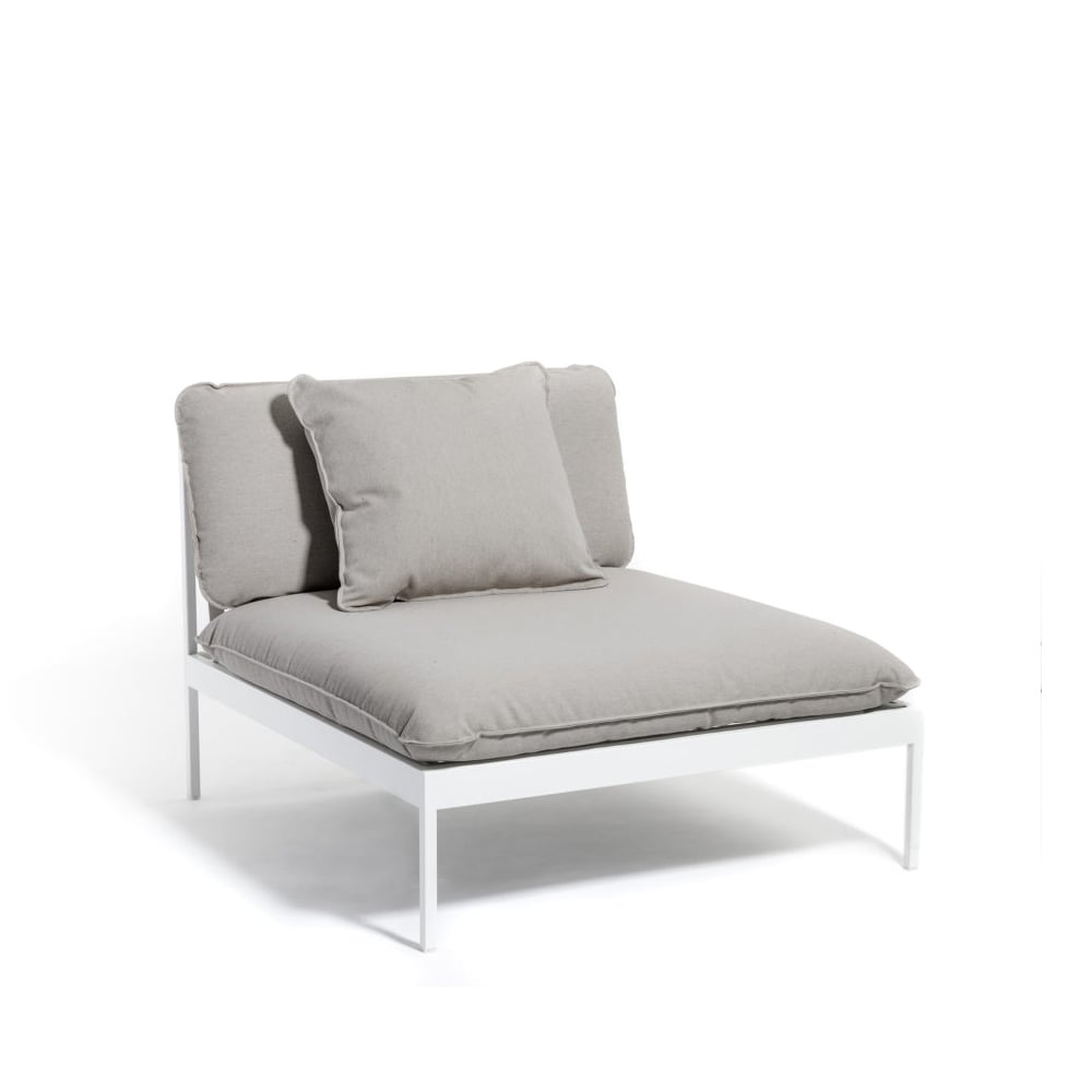 Skargaarden Bönan modulsoffa Sunbrella Sling light grey, 1-sits, ljusgrå aluminium ram