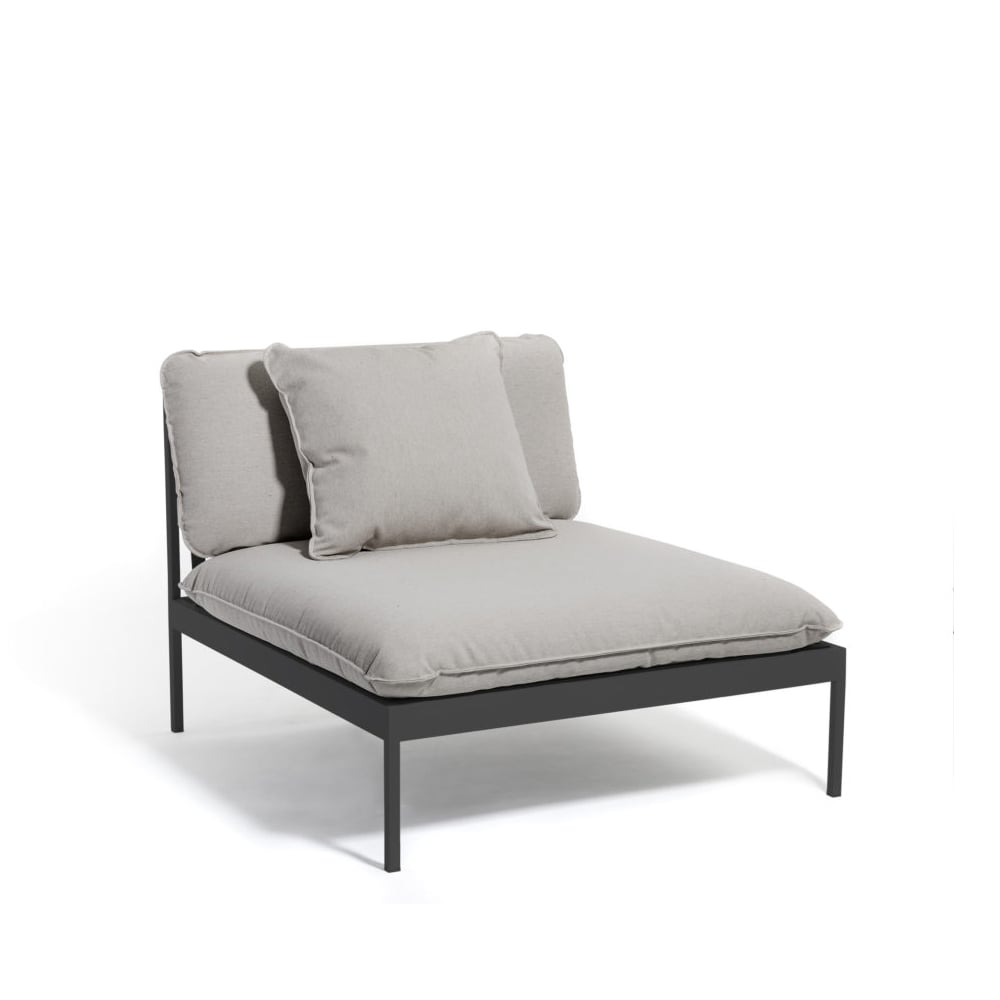 Skargaarden Bönan modulsoffa Sunbrella Sling light grey, 1-sits, mörkgrå aluminium ram