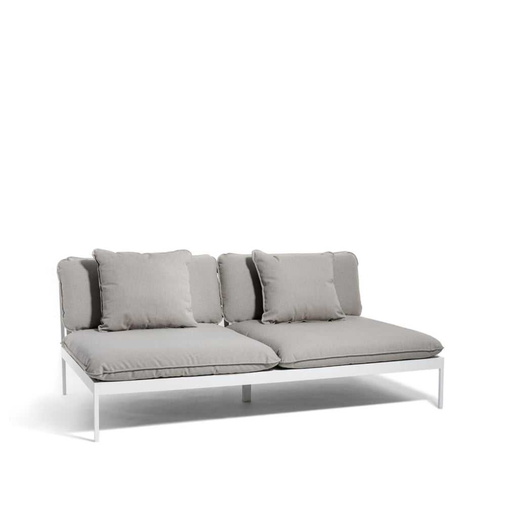 Skargaarden Bönan modulsoffa Sunbrella Sling light grey, 2-sits, ljusgrå aluminium ram