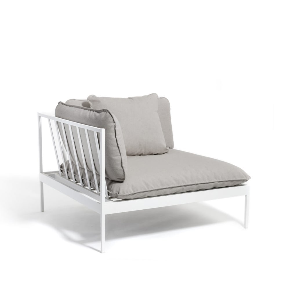 Skargaarden Bönan modulsoffa Sunbrella Sling light grey, hörndel, ljusgrå aluminium ram