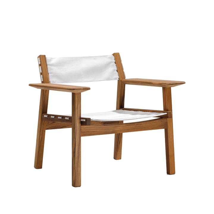 Djurö loungefåtölj - Batyline white, teak - Skargaarden