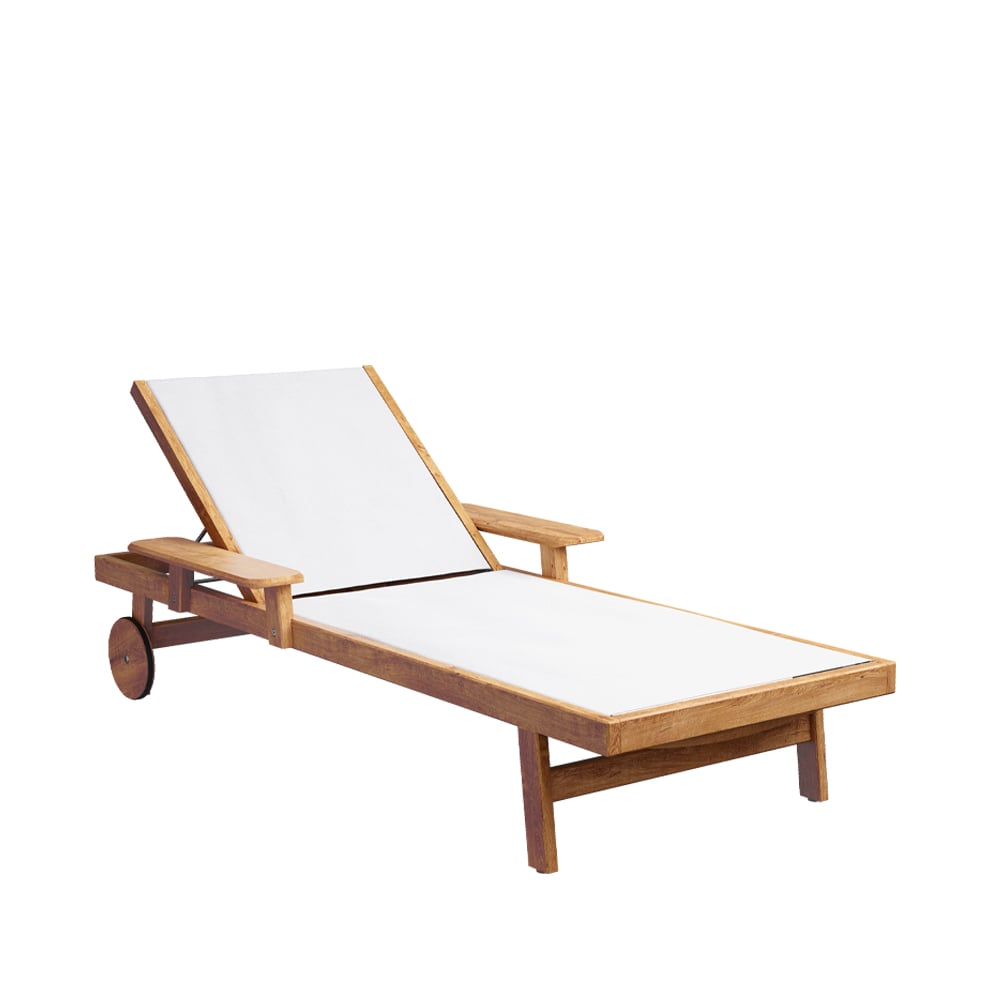 Skargaarden Djurö solsäng Batyline white, teak | Skandinavisk Design | Solsängar & solstolar | Vit